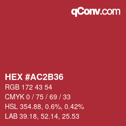 Code couleur: HEX #AC2B36 | qconv.com