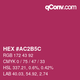 颜色代码: HEX #AC2B5C | qconv.com