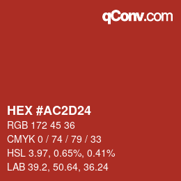 カラーコード: HEX #AC2D24 | qconv.com