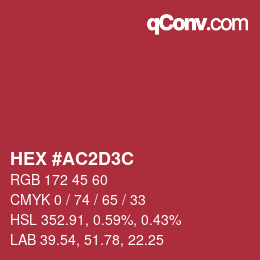 カラーコード: HEX #AC2D3C | qconv.com