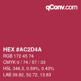カラーコード: HEX #AC2D4A | qconv.com