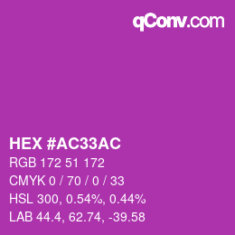 Color code: HEX #AC33AC | qconv.com