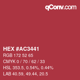 Farbcode: HEX #AC3441 | qconv.com