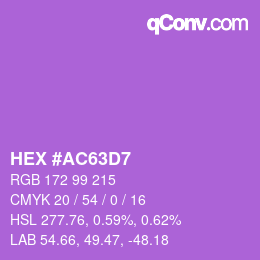 Código de color: HEX #AC63D7 | qconv.com
