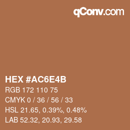 Color code: HEX #AC6E4B | qconv.com
