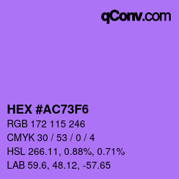 カラーコード: HEX #AC73F6 | qconv.com