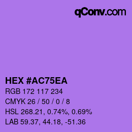 Color code: HEX #AC75EA | qconv.com