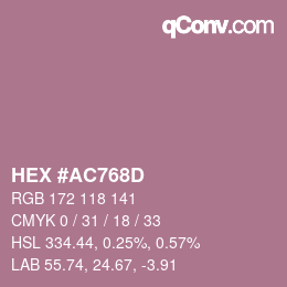 カラーコード: HEX #AC768D | qconv.com
