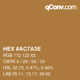 Color code: HEX #AC7A3E | qconv.com
