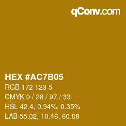 Color code: HEX #AC7B05 | qconv.com