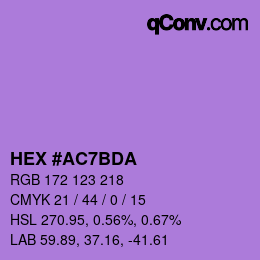 カラーコード: HEX #AC7BDA | qconv.com