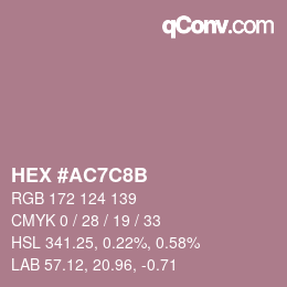 颜色代码: HEX #AC7C8B | qconv.com