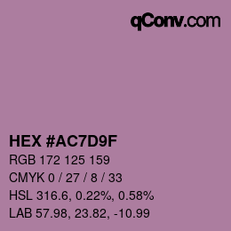 カラーコード: HEX #AC7D9F | qconv.com