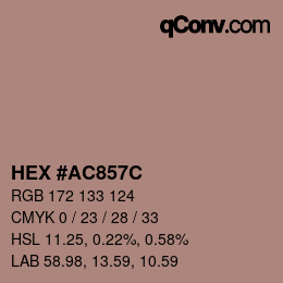 Color code: HEX #AC857C | qconv.com