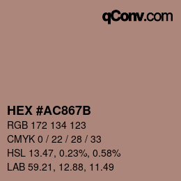 Farbcode: HEX #AC867B | qconv.com