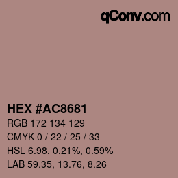 颜色代码: HEX #AC8681 | qconv.com