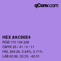 カラーコード: HEX #AC86E4 | qconv.com