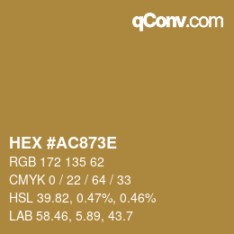 Color code: HEX #AC873E | qconv.com