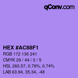 Color code: HEX #AC88F1 | qconv.com