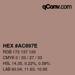 Color code: HEX #AC897E | qconv.com