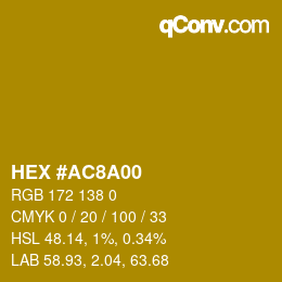 Color code: HEX #AC8A00 | qconv.com