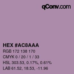 Color code: HEX #AC8AAA | qconv.com
