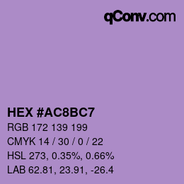 Color code: HEX #AC8BC7 | qconv.com