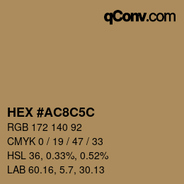 Color code: HEX #AC8C5C | qconv.com