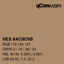 Color code: HEX #AC8C6B | qconv.com