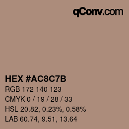 Color code: HEX #AC8C7B | qconv.com