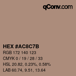 カラーコード: HEX #AC8C7B | qconv.com
