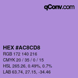 Color code: HEX #AC8CD8 | qconv.com