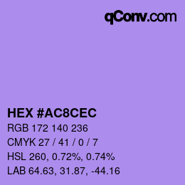 カラーコード: HEX #AC8CEC | qconv.com