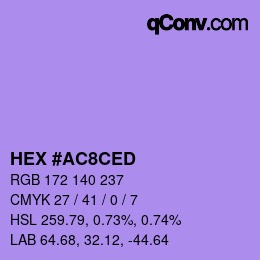 Color code: HEX #AC8CED | qconv.com