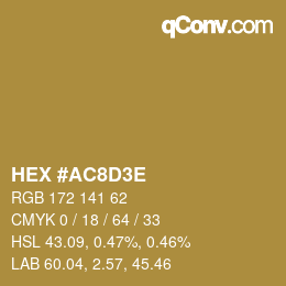 Farbcode: HEX #AC8D3E | qconv.com