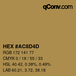 カラーコード: HEX #AC8D4D | qconv.com