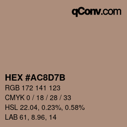 Color code: HEX #AC8D7B | qconv.com