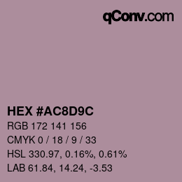 カラーコード: HEX #AC8D9C | qconv.com