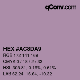 カラーコード: HEX #AC8DA9 | qconv.com