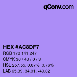 Color code: HEX #AC8DF7 | qconv.com