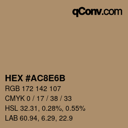 カラーコード: HEX #AC8E6B | qconv.com