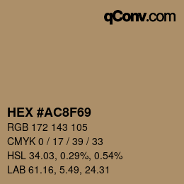 Color code: HEX #AC8F69 | qconv.com