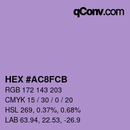 Color code: HEX #AC8FCB | qconv.com