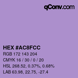 颜色代码: HEX #AC8FCC | qconv.com