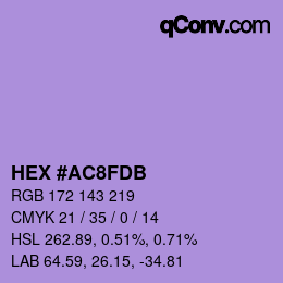颜色代码: HEX #AC8FDB | qconv.com