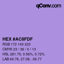 カラーコード: HEX #AC8FDF | qconv.com