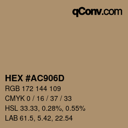 颜色代码: HEX #AC906D | qconv.com