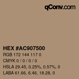 Color code: HEX #AC907500 | qconv.com