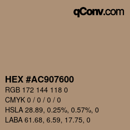 カラーコード: HEX #AC907600 | qconv.com
