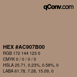 Color code: HEX #AC907B00 | qconv.com